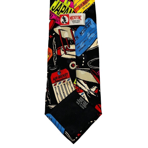 Disney‎ Air Mickey Inc Vintage Tie Necktie Airplane 100% Silk Handmade Black Red - Picture 4 of 7